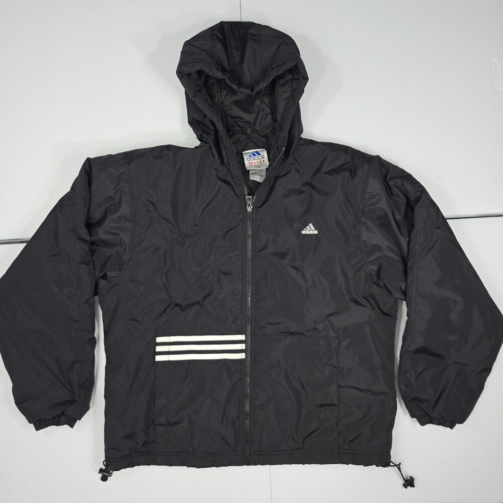 Vintage 90s/Y2K '99 Adidas Men S Hooded Insulated Activewear Jacket Windbreaker